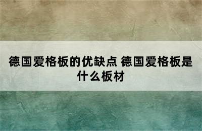 德国爱格板的优缺点 德国爱格板是什么板材